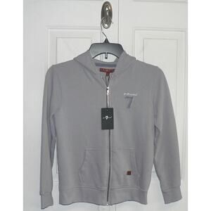 7 For All Mankind Girls Full Zip French Terry Cotton Hoodie Gray/Blue Small $45